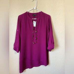 The Limited Fuchsia Pink Asymmetrical Hem Blouse Size: XS